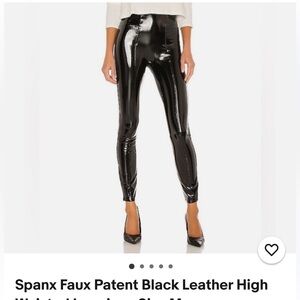 Spanx Black Faux Patent Leather High Waisted Leggings
